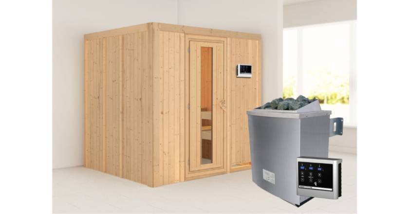 Karibu Sauna Sodin + 9kW Saunaofen mit ext. Steuerung Easy