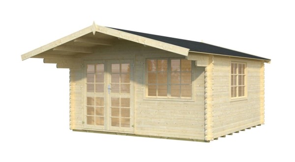 Gartenhaus England 2 384 x 384cm 40mm Blockhaus mit 150cm Vordach