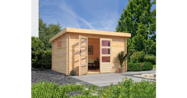 Karibu Gartenhaus Trittau 4 38mm Blockbohlenhaus 357x297cm unbehandelt