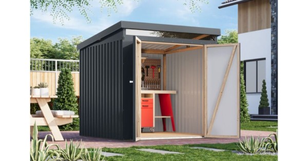 Karibu Metallhaus Iridium 2 Anthrazit 207 x 209 cm