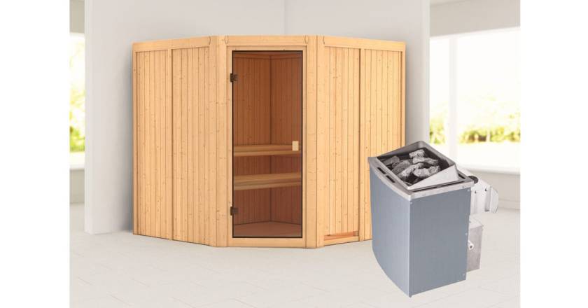 Karibu Sauna Kotka + 4,5kW Saunaofen mit integrierter Steuerung