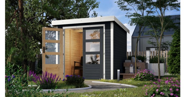 Karibu Hybrid-Gartenhaus Jupiter 2 C Anthrazit 209x213cm