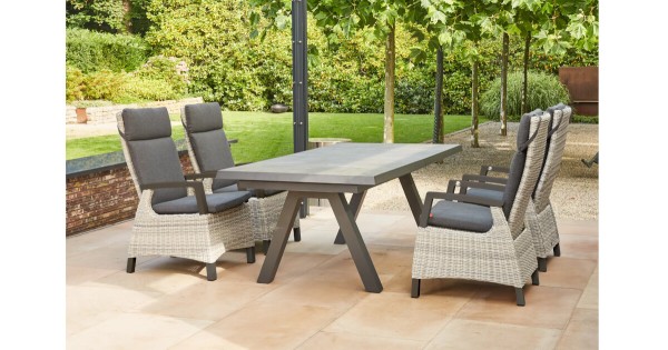 Sitzgruppe Corido SE ice grey mit 4 Diningsesseln und 1 Ausziehtisch Tirana