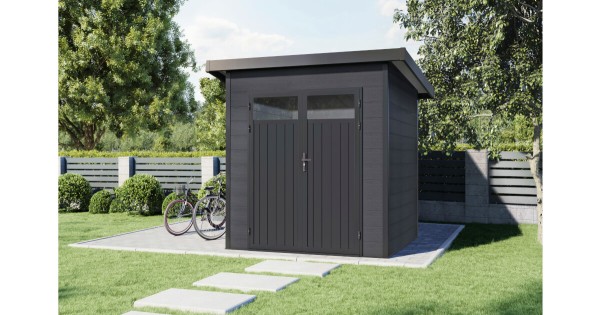 Gartenhaus WPC 200 x 200 cm Vitale anthrazit/hellgrau 19mm Wandstärke