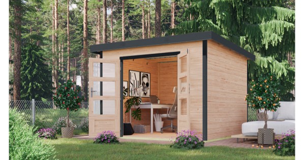 Karibu Hybrid Gartenhaus Pluto 6 A 271x271 cm unbehandelt