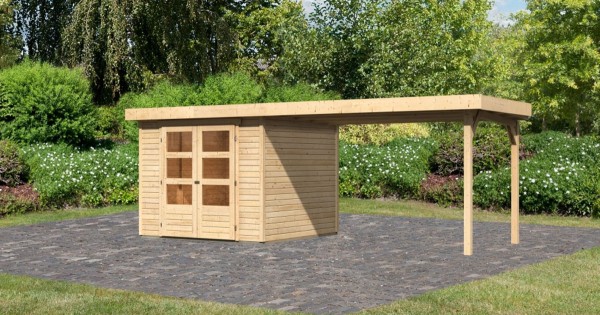 Karibu 19mm Gartenhaus Askola 3,5 mit Anbau 2,80m unbehandelt