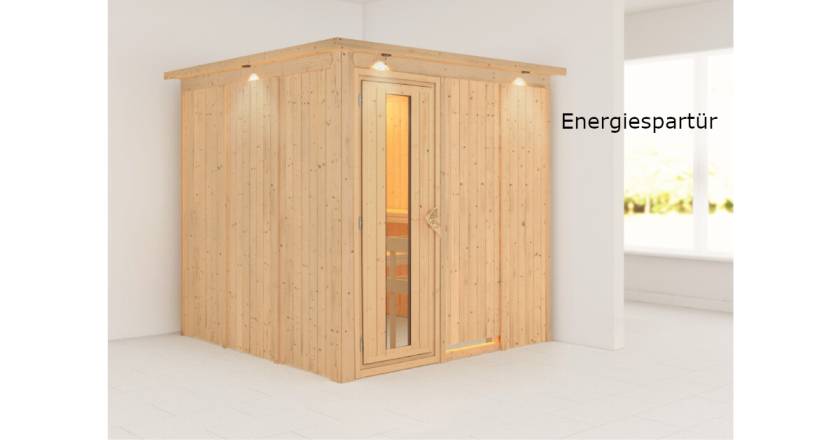 Karibu Sauna Rodin mit Dachkranz ohne Ofen