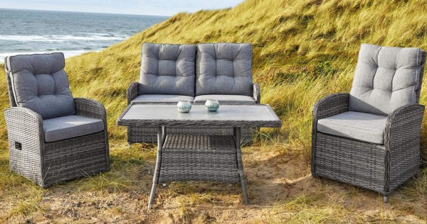 Lounge Gartenmöbel Set Bailado dunkelgrau 4-teilig Gartenmöbel Set Loungemöbel Polyrattan