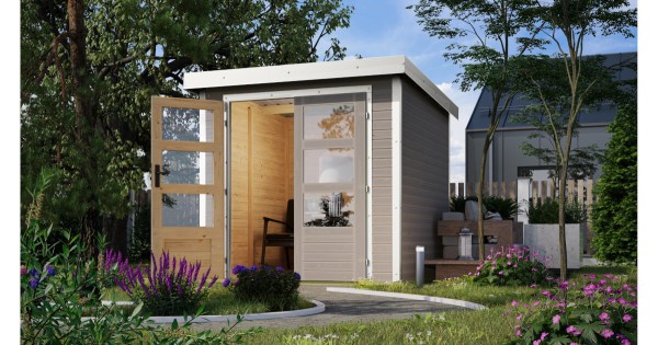 Karibu Hybrid-Gartenhaus Jupiter 2 D wassergrau 209x213cm