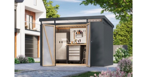 Karibu Metallhaus Iridium 3 Anthrazit 290 x 209 cm