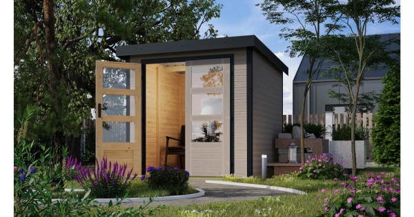 Karibu Hybrid-Gartenhaus Jupiter 2 D wassergrau 209x213cm