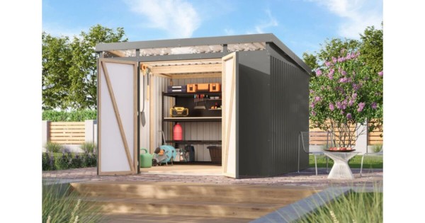 Karibu Metallhaus Iridium 3,5 Graualuminium 290 x 292 cm