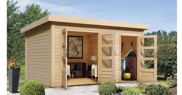 Karibu Zweiraum - Gartenhaus Schönbuch 1 naturbelassen 366x246cm 38mm