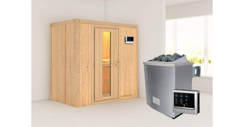 Karibu Sauna Variado + 9kW Saunaofen mit ext. Steuerung Easy