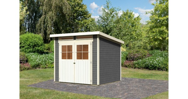 Karibu Gartenhaus 19mm Glücksburg 4 Gerätehaus 242x217 cm terragrau