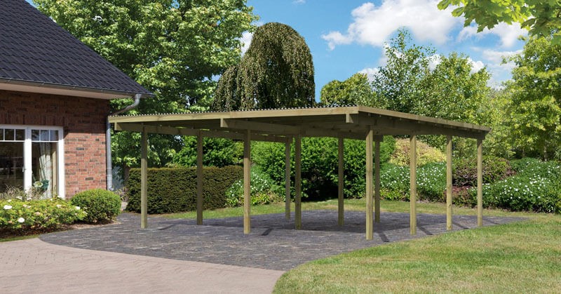 Karibu Doppelcarport ECO 2 kdi Massivholz in 3 Varianten Variante A