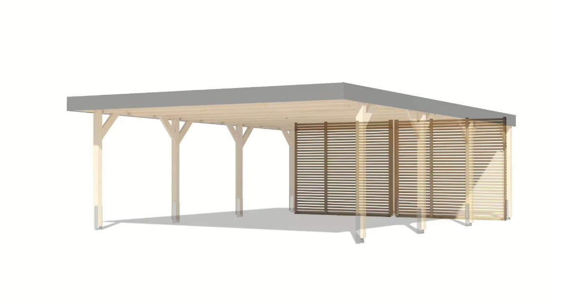 Karibu Lamellenrückwand für Doppelcarport Leimholz