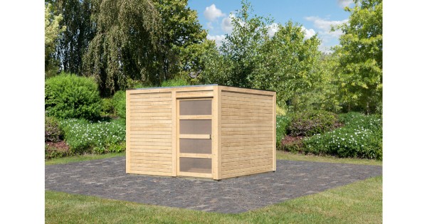 Karibu Gartenhaus 19mm Qubic 2 Gartenhaus 276x276 cm naturbelassen