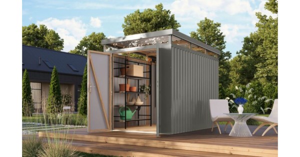 Karibu Metallhaus Aurum 2,5 Graualuminium 207 x 292 cm