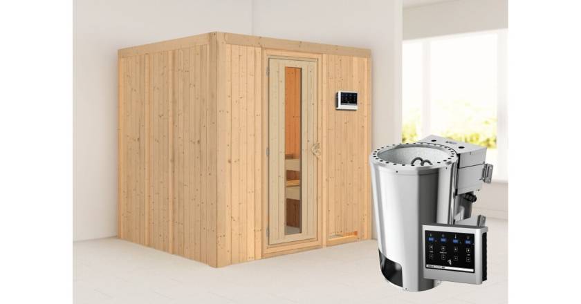 Karibu Sauna Daria + 3,6kW Plug&Play BIO-Kombiofen mit ext. Steuerung Easy