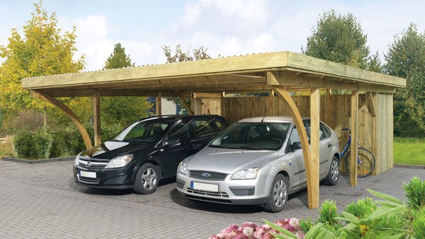 Doppelcarport 604 x 760cm mit Aluminium-Dachplatten