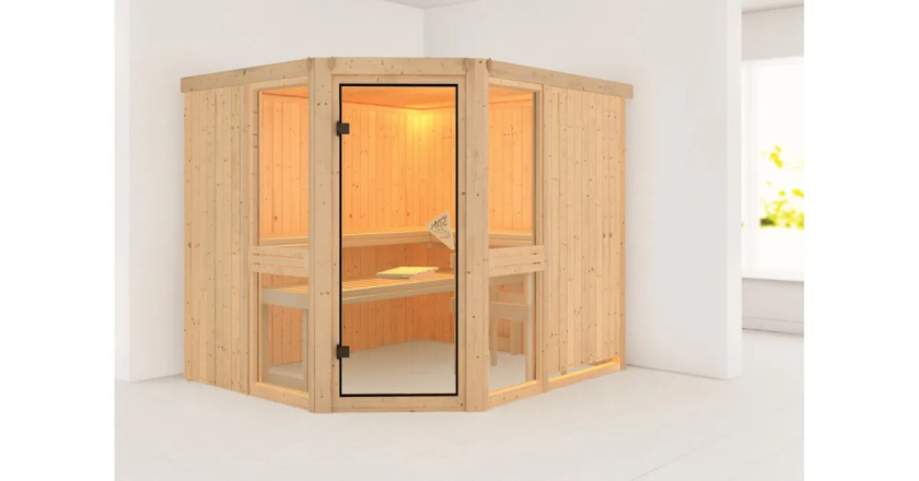Karibu Sauna Amelia 2 ohne Dachkranz und Ofen