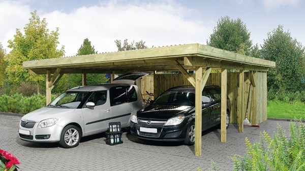 Doppelcarport 604 x 760cm mit Aluminium-Dachplatten