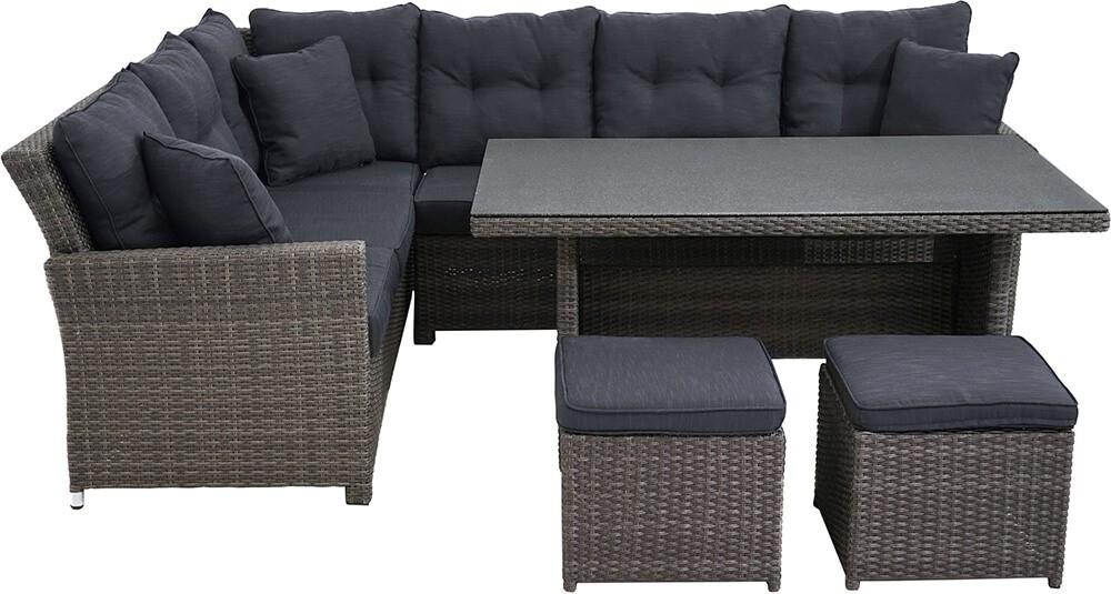 Gartenmöbel-Set Barcelona / Rocking grau 25teilig Loungemöbel