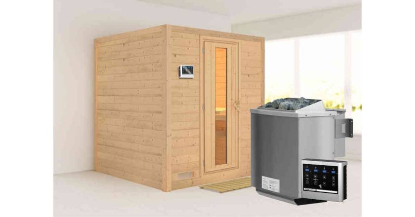 Karibu Sauna Mojave + 9kW BIO-Kombiofen mit ext. Steuerung Easy