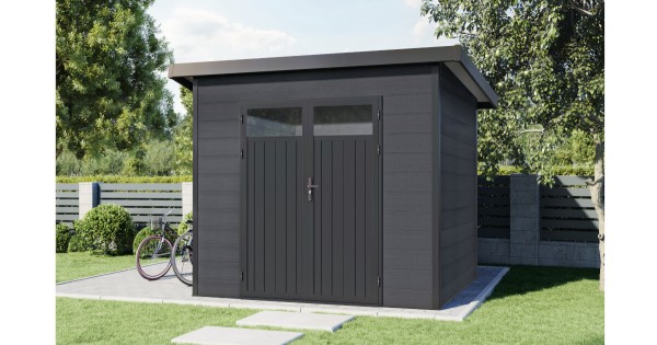 Gartenhaus WPC 240 x 200 cm Vitale anthrazit/hellgrau 19mm Wandstärke