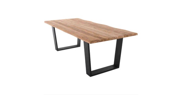 Gartentisch Winston Aluminium 220x100 cm Tisch mit gealterter Teakholzplatte
