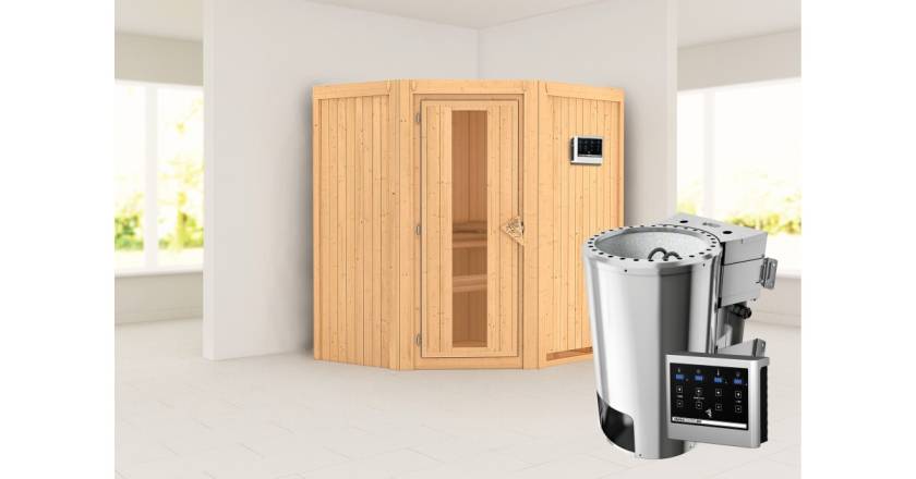 Karibu Sauna Tonja + 3,6kW Plug&Play BIO-Kombiofen mit ext. Steuerung Easy