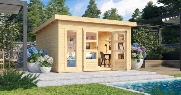 Karibu Gartenhaus 38mm Northeim 5 unbehandelt 369 x 369 cm