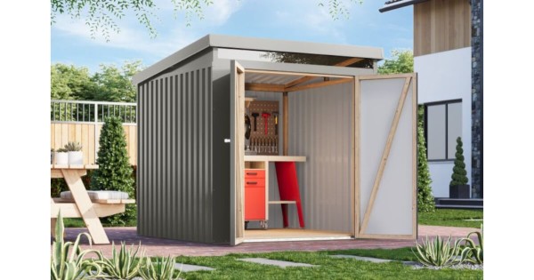 Karibu Metallhaus Iridium 2 Graualuminium 207 x 209 cm