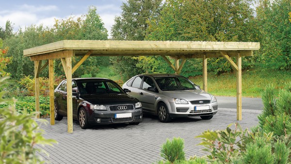 Doppelcarport 604 x 504cm mit PVC-Dachplatten