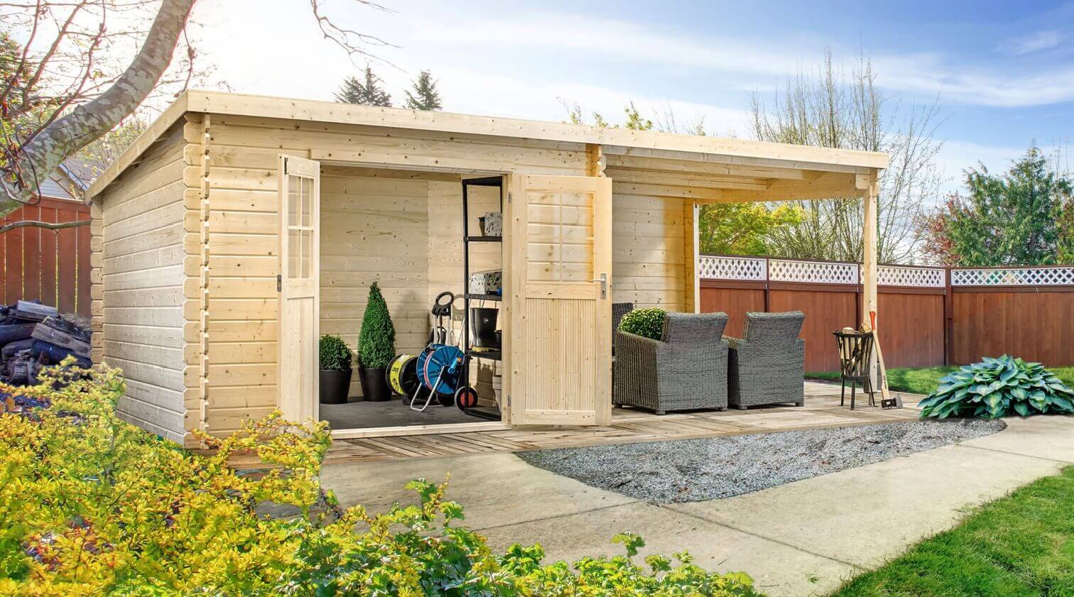 Gartenhaus Malta 3 Mit Anbaudach Und Ruckwand 600 X 300cm 28mm