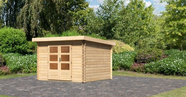 Karibu Gartenhaus Bastrup 5 28mm Blockbohlenhaus 297x297cm unbehandelt