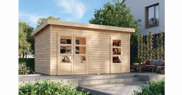 Karibu Zweiraum - Gartenhaus Mattrup naturbelassen 424x274cm 28mm