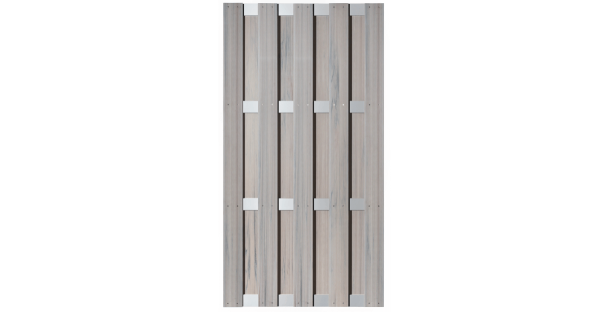 Sichtschutz Zaun Jumbo WPC Ibiza 180x90 cm bicolor weiß mit Aluminium-Querriegeln silber