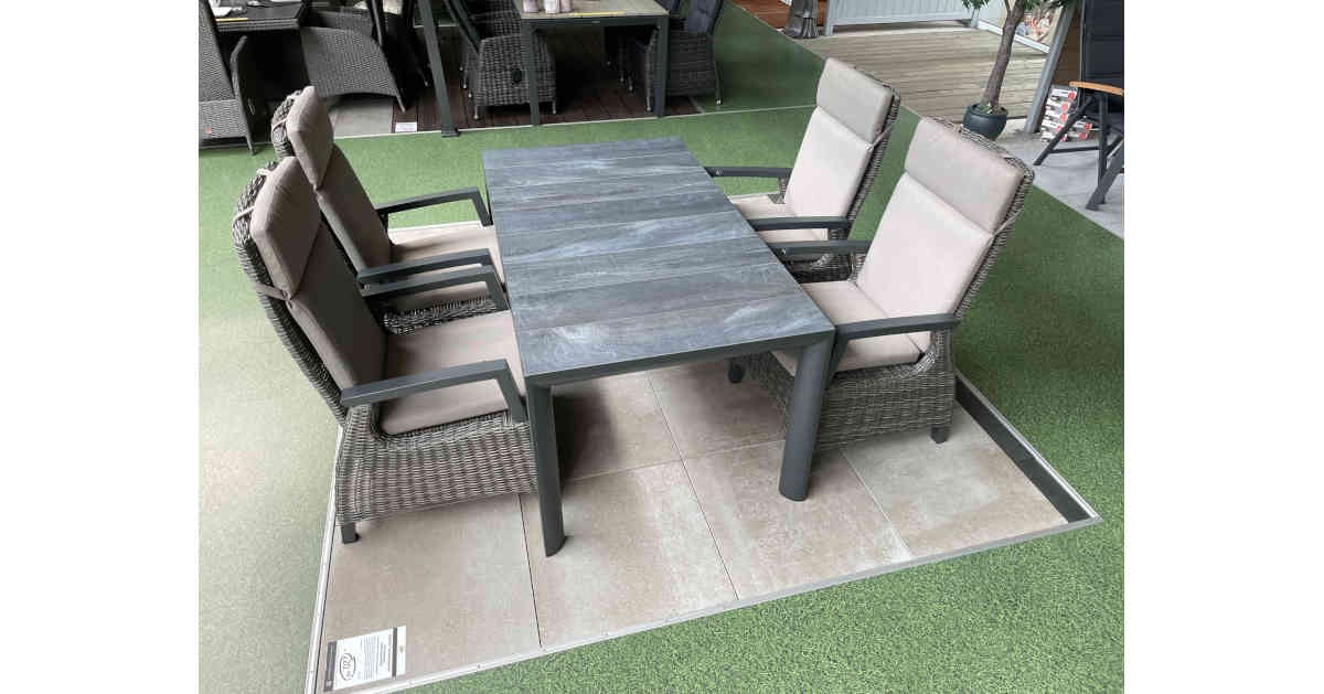 Siena Garden Ancona 160x90 cm Keramiktisch ähnlich Silva mit 4 Corido Sessel