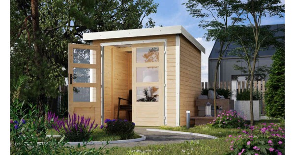 Karibu Hybrid Gartenhaus Jupiter 2 A 19 mm Blockbohlenhaus 205x209 cm unbehandelt