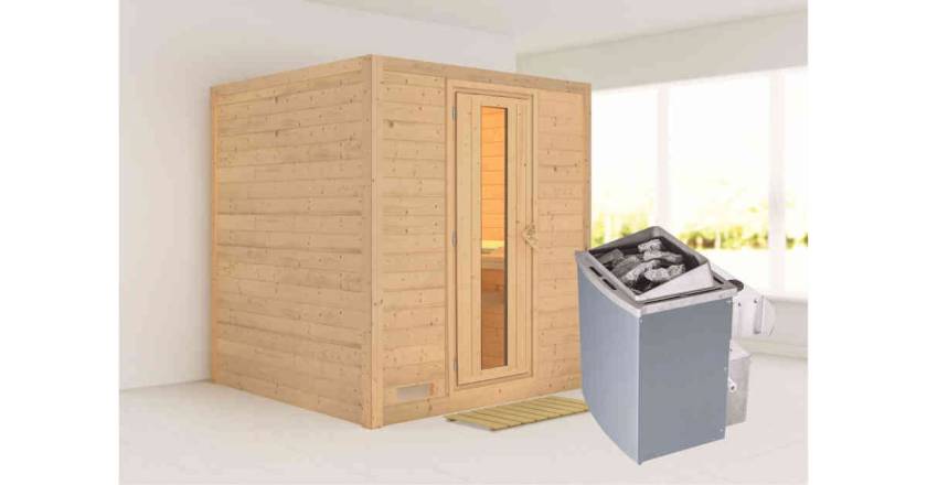 Karibu Sauna Mojave + 9kW Saunaofen mit integr. Steuerung