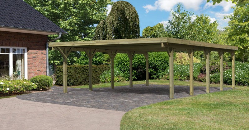 Karibu Doppelcarport Classic 3 kdi in 3 Varianten inkl. PVC-Dacheindeckung Variante B