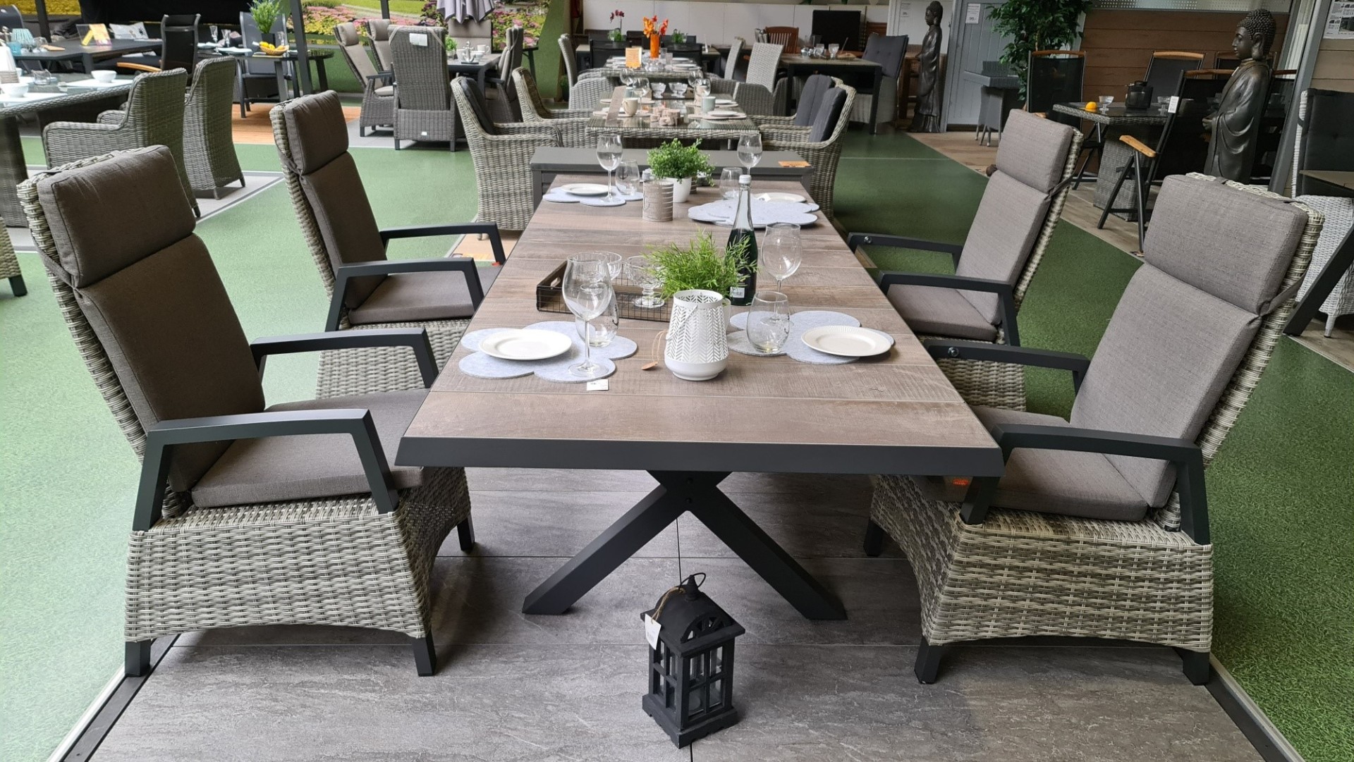 Siena Garden Gartenmöbel-Set 9-teilig mit 4 Solana Klappsesseln und 1