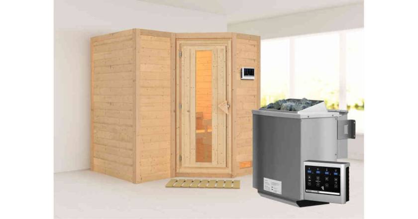 Karibu Sauna Sahib 1 + 9kW BIO-Kombiofen mit ext. Steuerung Easy