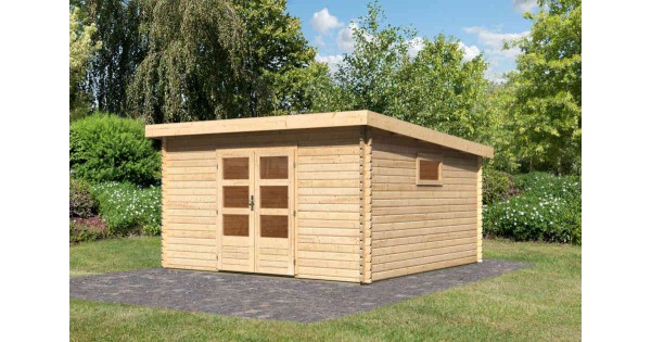 Karibu Gartenhaus Trittau 6 38mm Blockbohlenhaus 387x387cm unbehandelt