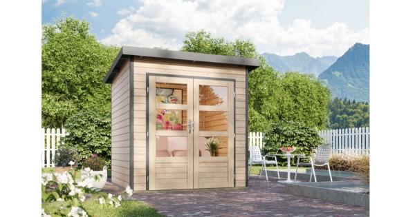 Karibu Hybrid Gartenhaus Pluto 1 A 200,5 x 200,5 cm naturbelassen