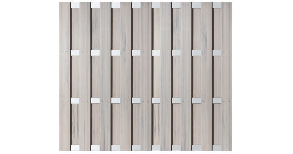 Sichtschutz Zaun Jumbo WPC Ibiza Alu Design Bicolor Weiß mit 4 extra stabilen Aluminium Querriegeln
