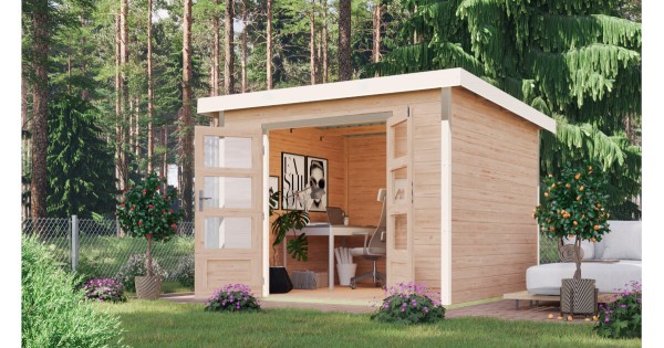 Karibu Hybrid Gartenhaus Pluto 6 A 271x271 cm unbehandelt