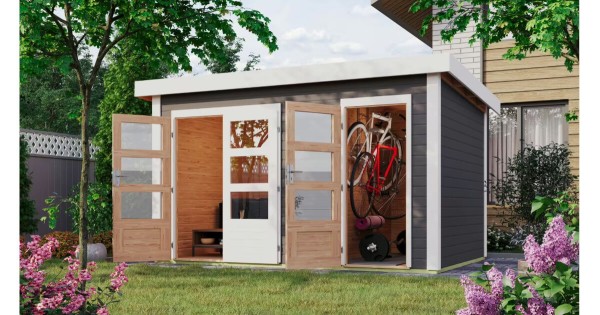 Karibu Zweiraum - Gartenhaus Schönbuch 1 terragrau 366x246cm 38mm